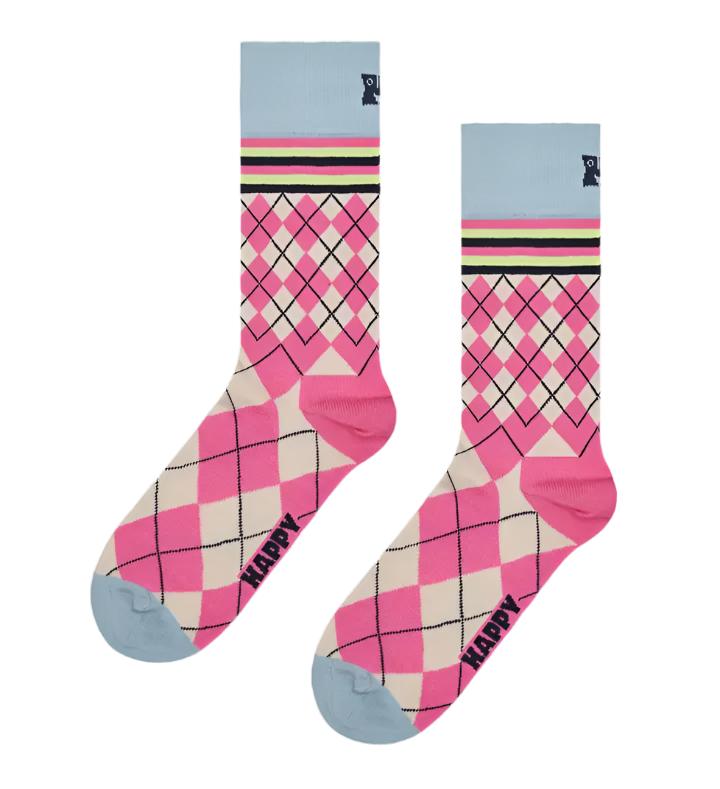 Happys Socks - Mixed Argyle Pink