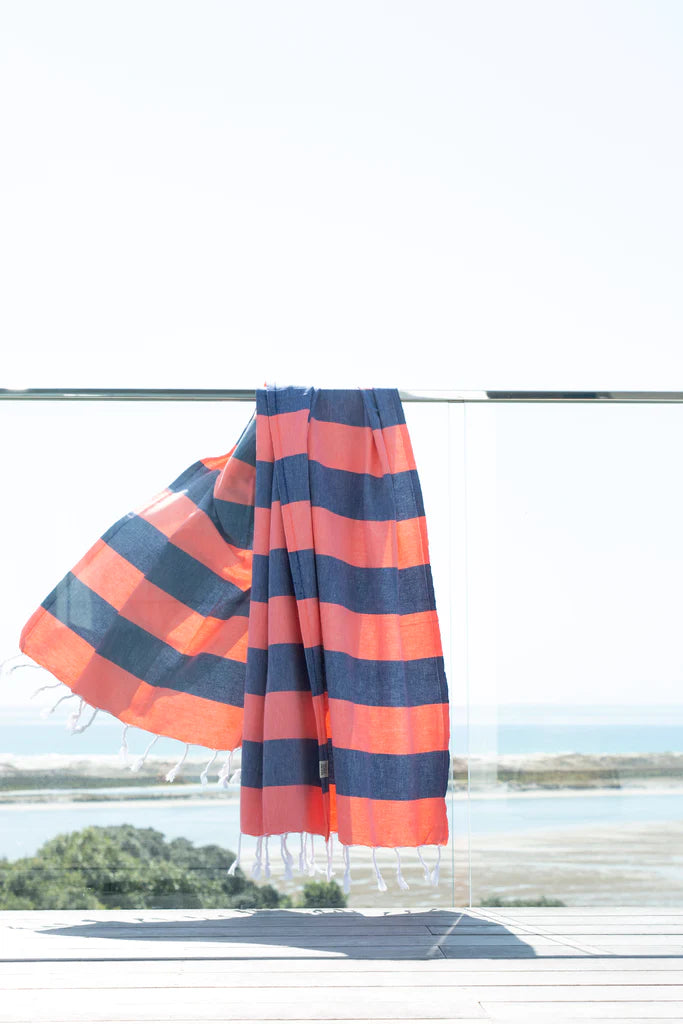 Izzy and Jean Santorini Towel - Coral Navy