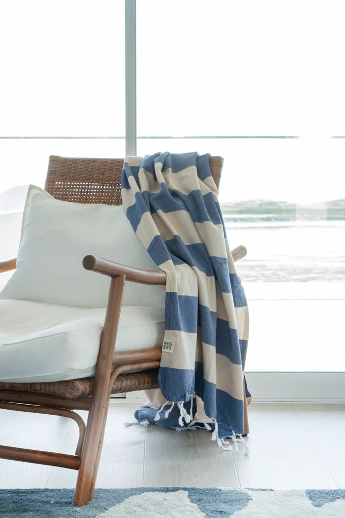 Izzy and Jean Santorini Towel - Navy Sand