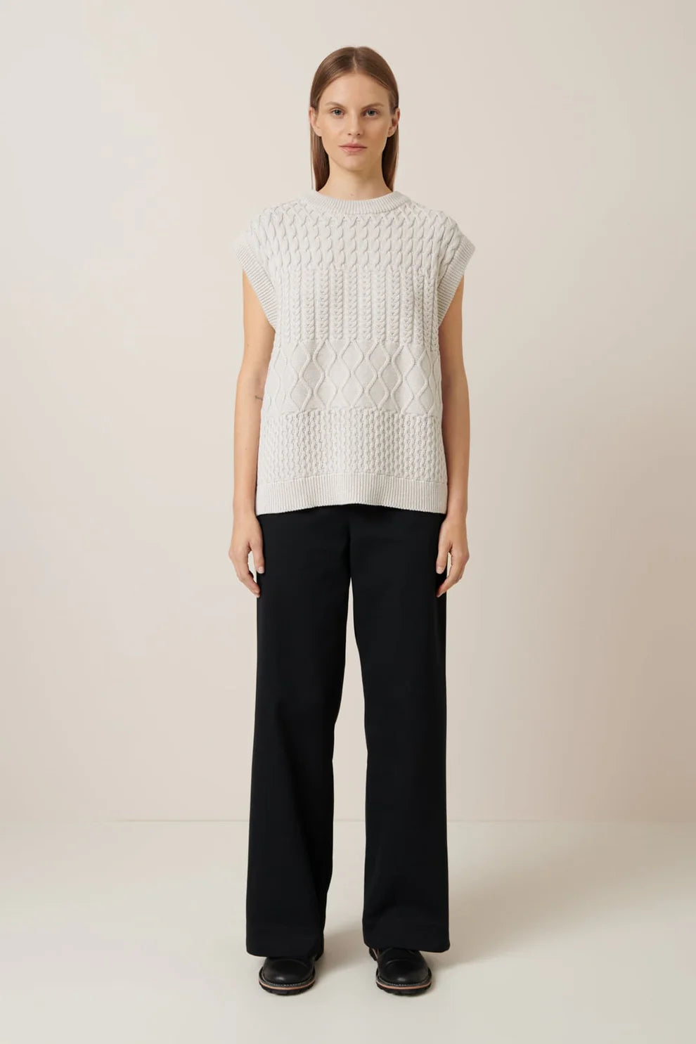 Kowtow Aran Vest - Oat Melange