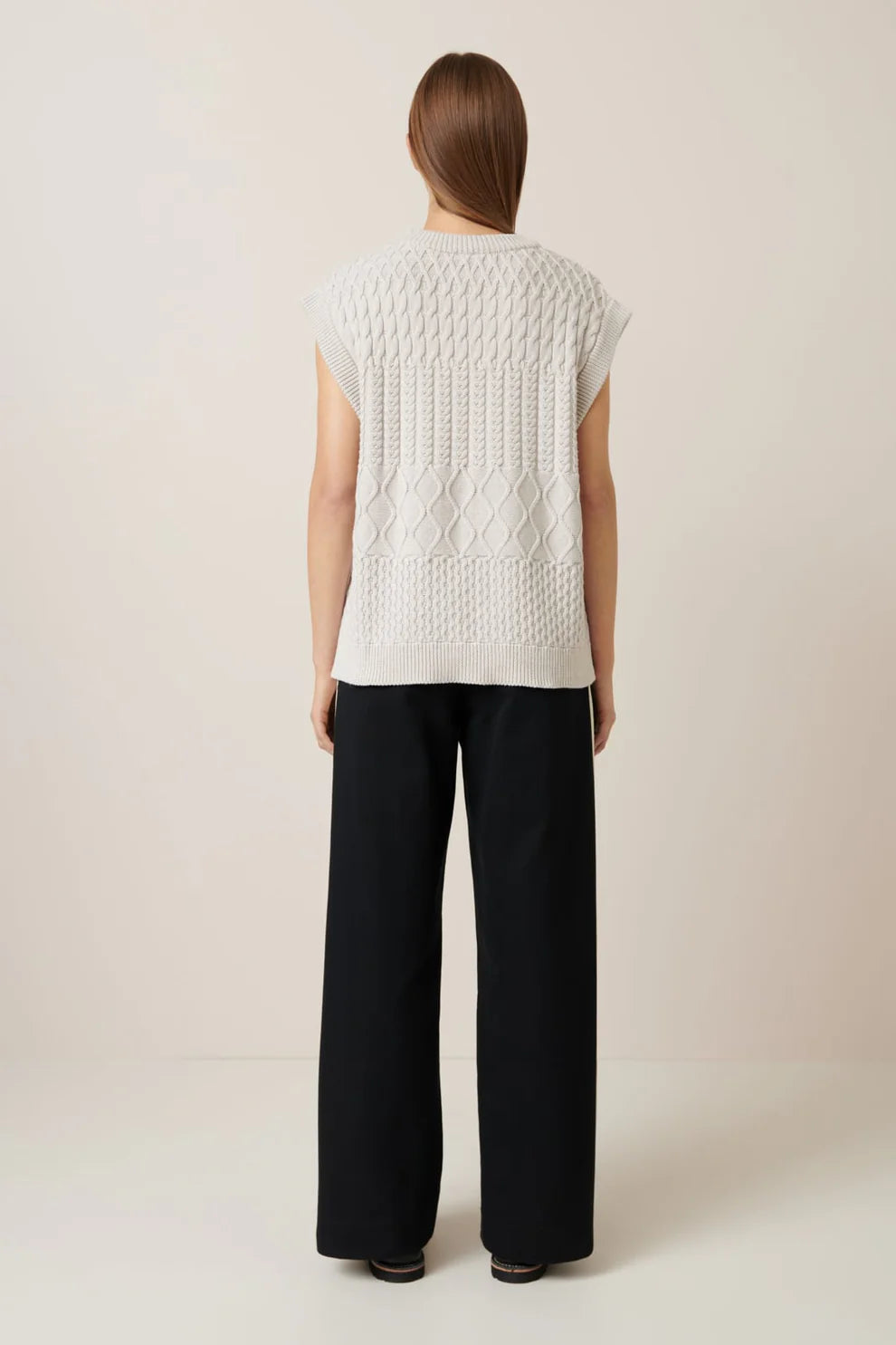 Kowtow Aran Vest - Oat Melange