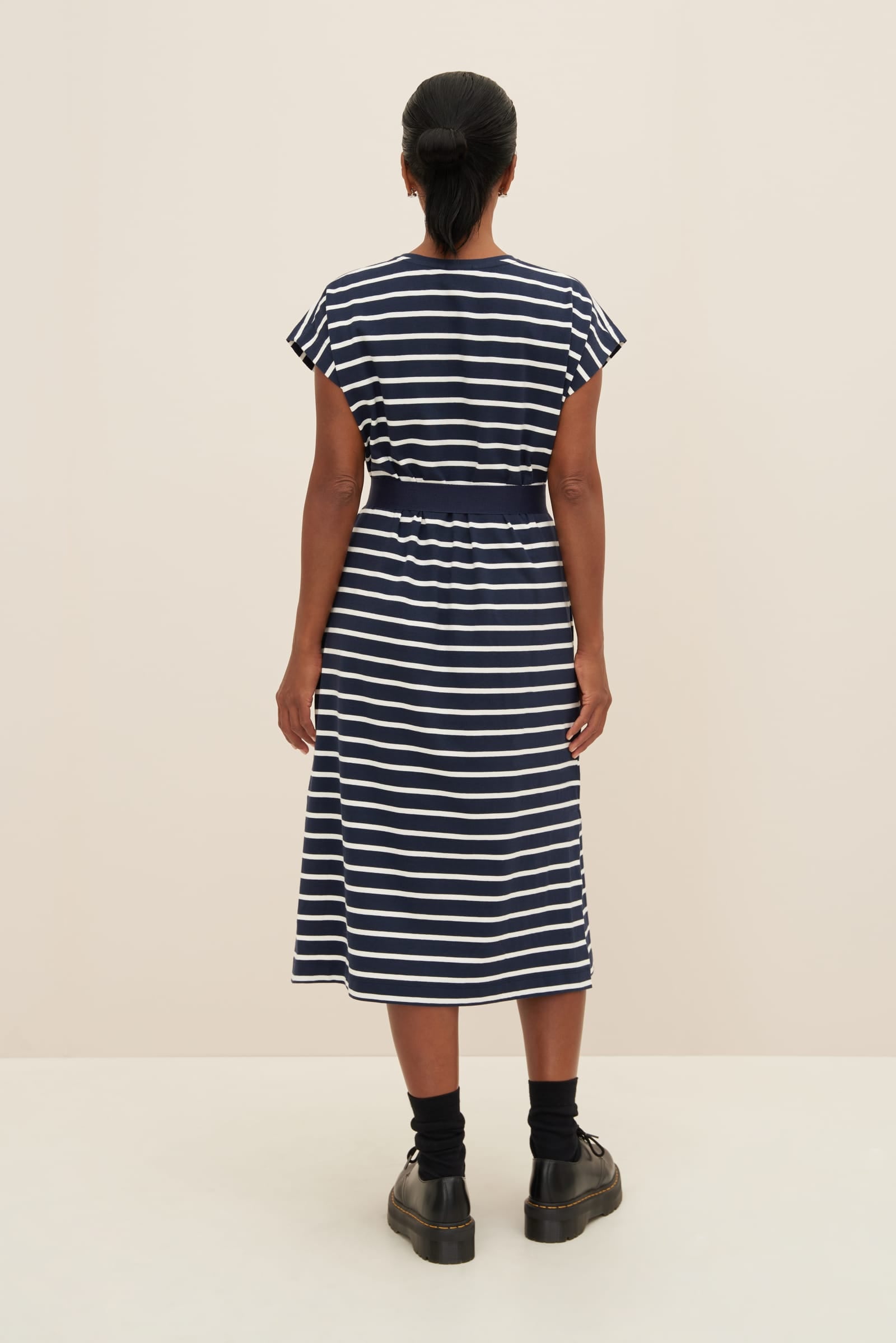 Kowtow Form Dress - Navy Breton