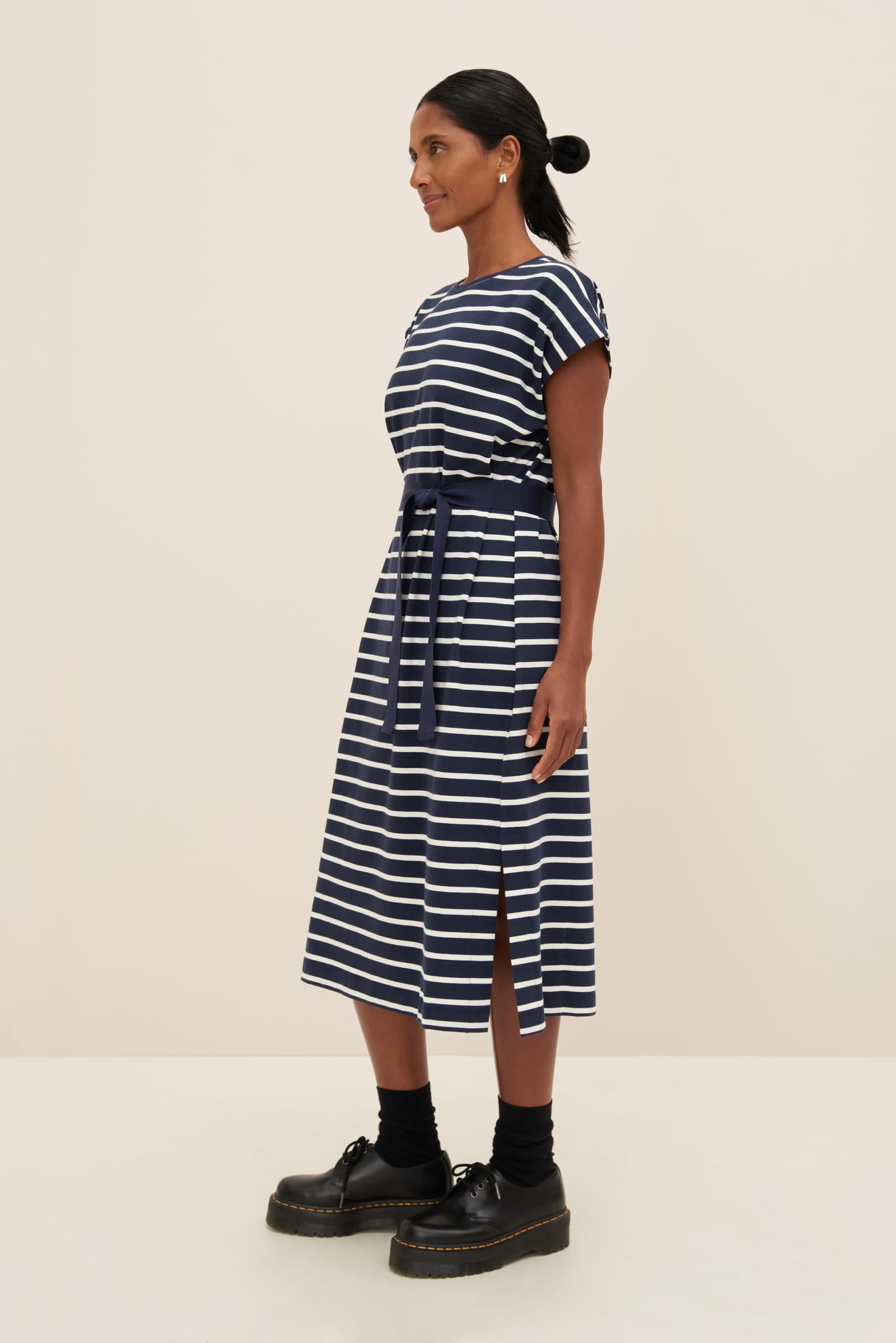 Kowtow Form Dress - Navy Breton