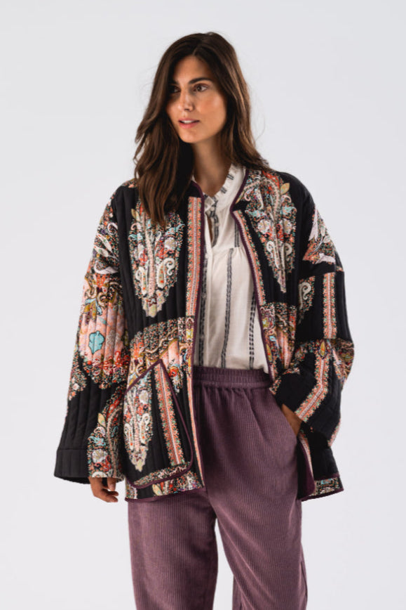 lollys laundry lulu jacket black quilt kimono