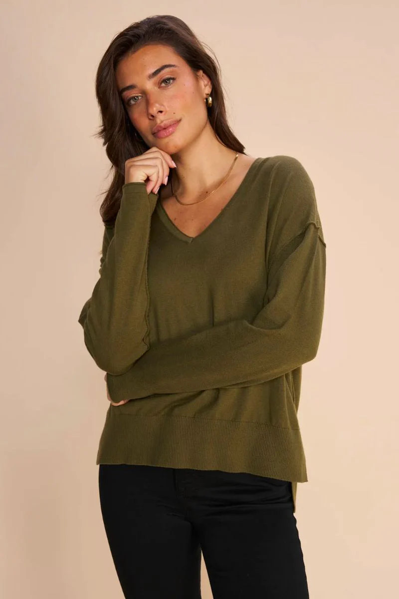 Mos Mosh Tani V-Neck Knit - Burnt Olive