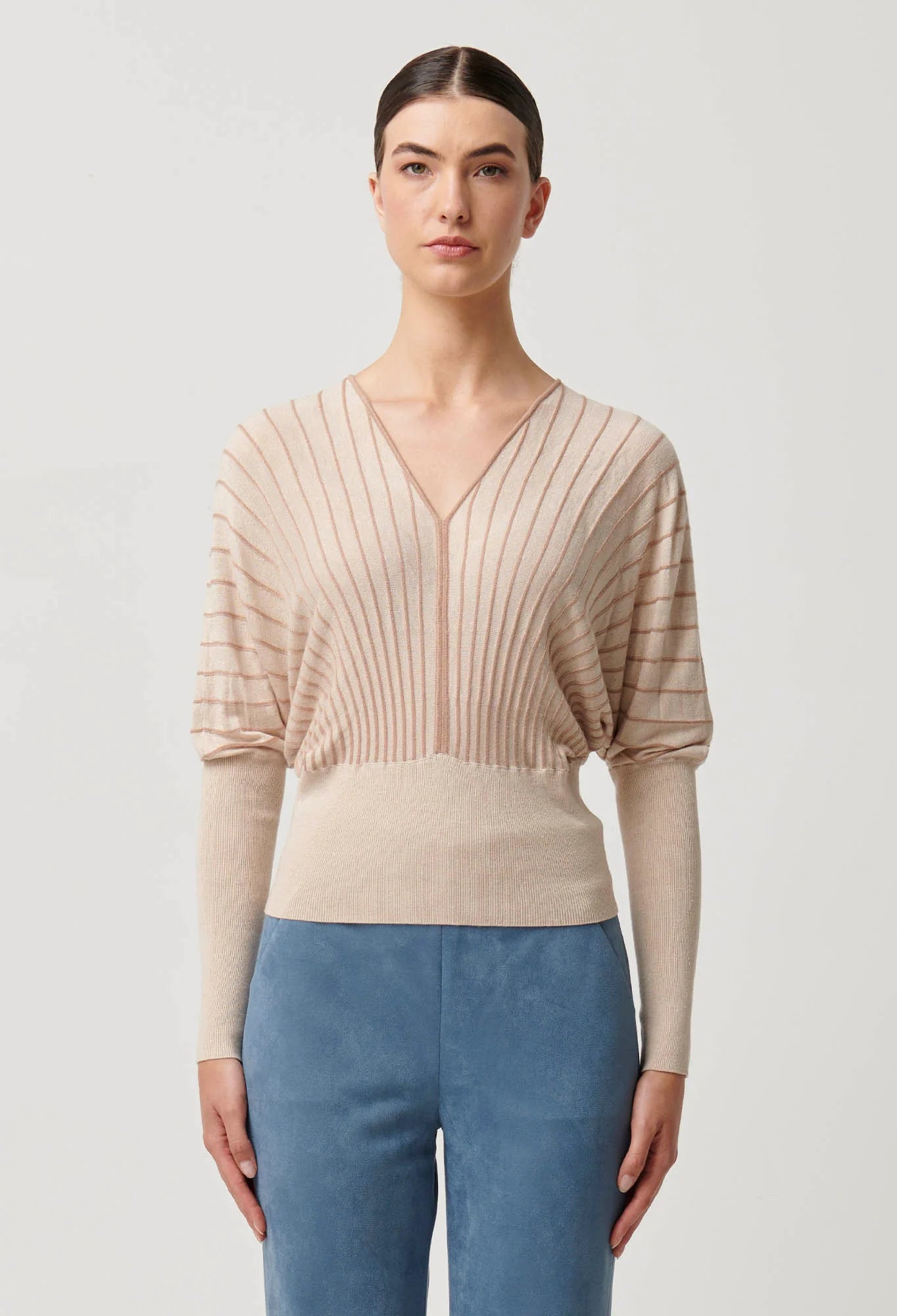 Once Was Francine Stripe Knit Top - Buckwheat