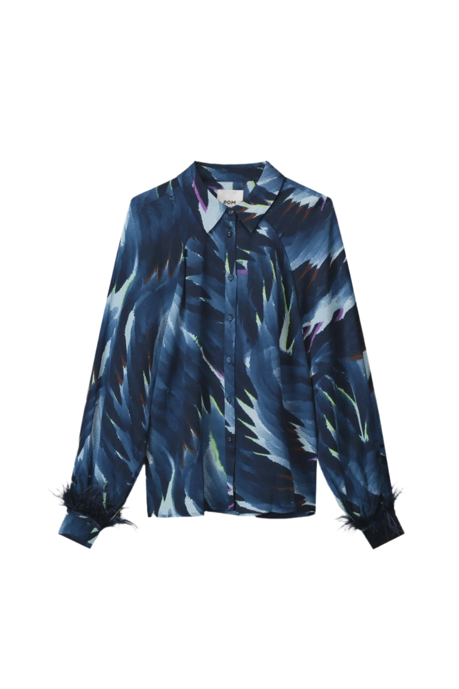 pom amsterdam blouse feathers blue 