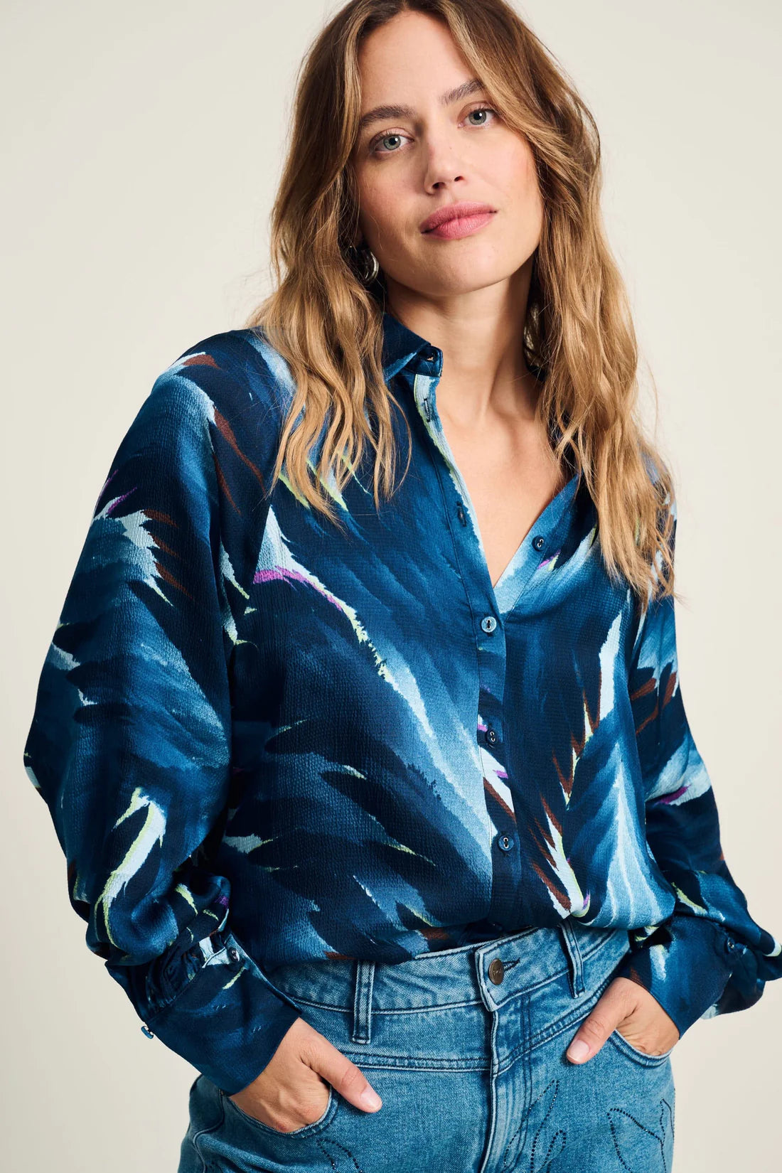 POM Blouse - Feathers Blue