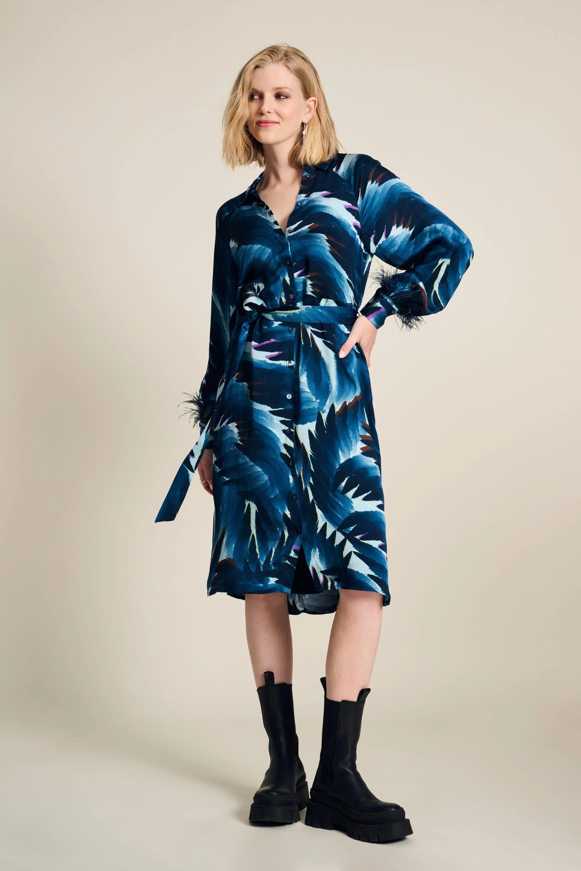 POM Dress - Jada Feathers Blue