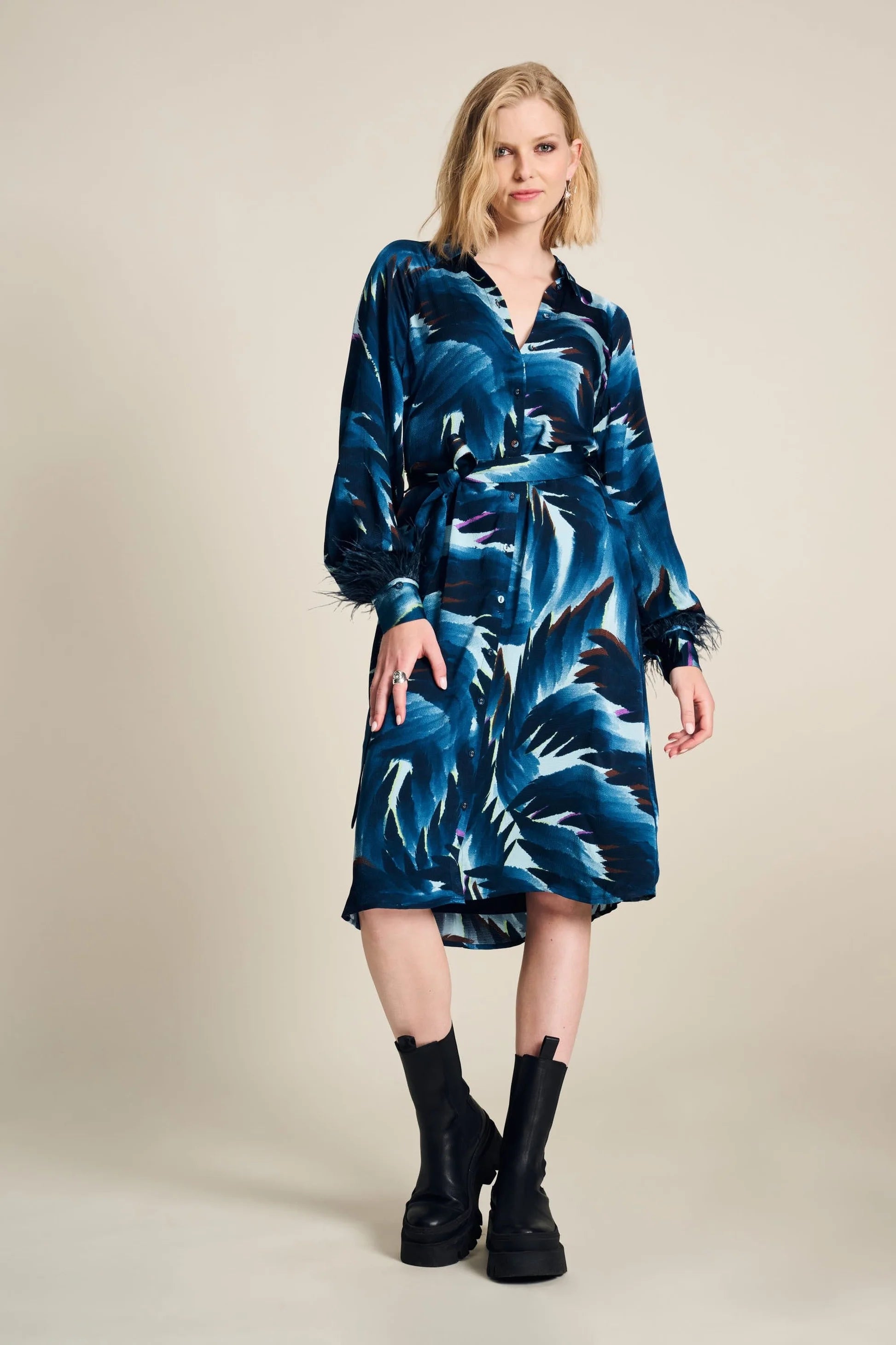 POM Dress - Jada Feathers Blue