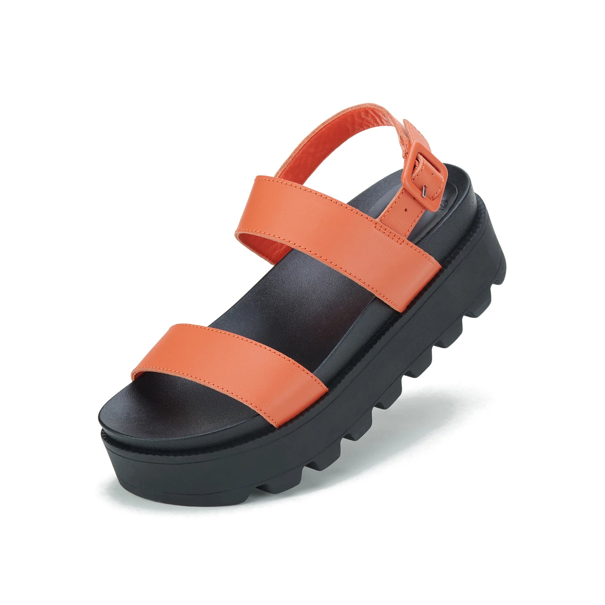 Rollie Zeze Wedge Strap Sandal - Tangerine/Black