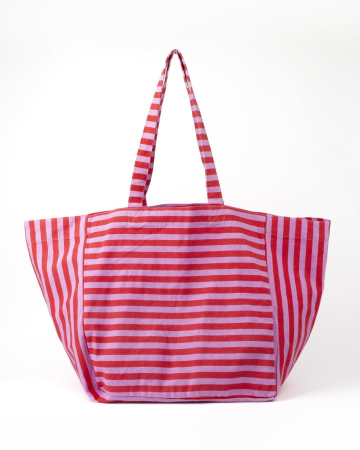 Stella and Gemma Shopper Bag - Red &amp; Pink Stripe