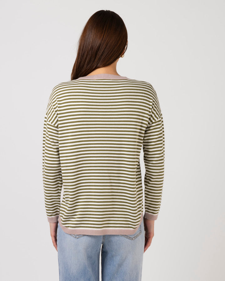 Stella & Gemma Street Jumper - Olive Stripe