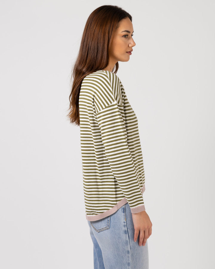 Stella & Gemma Street Jumper - Olive Stripe