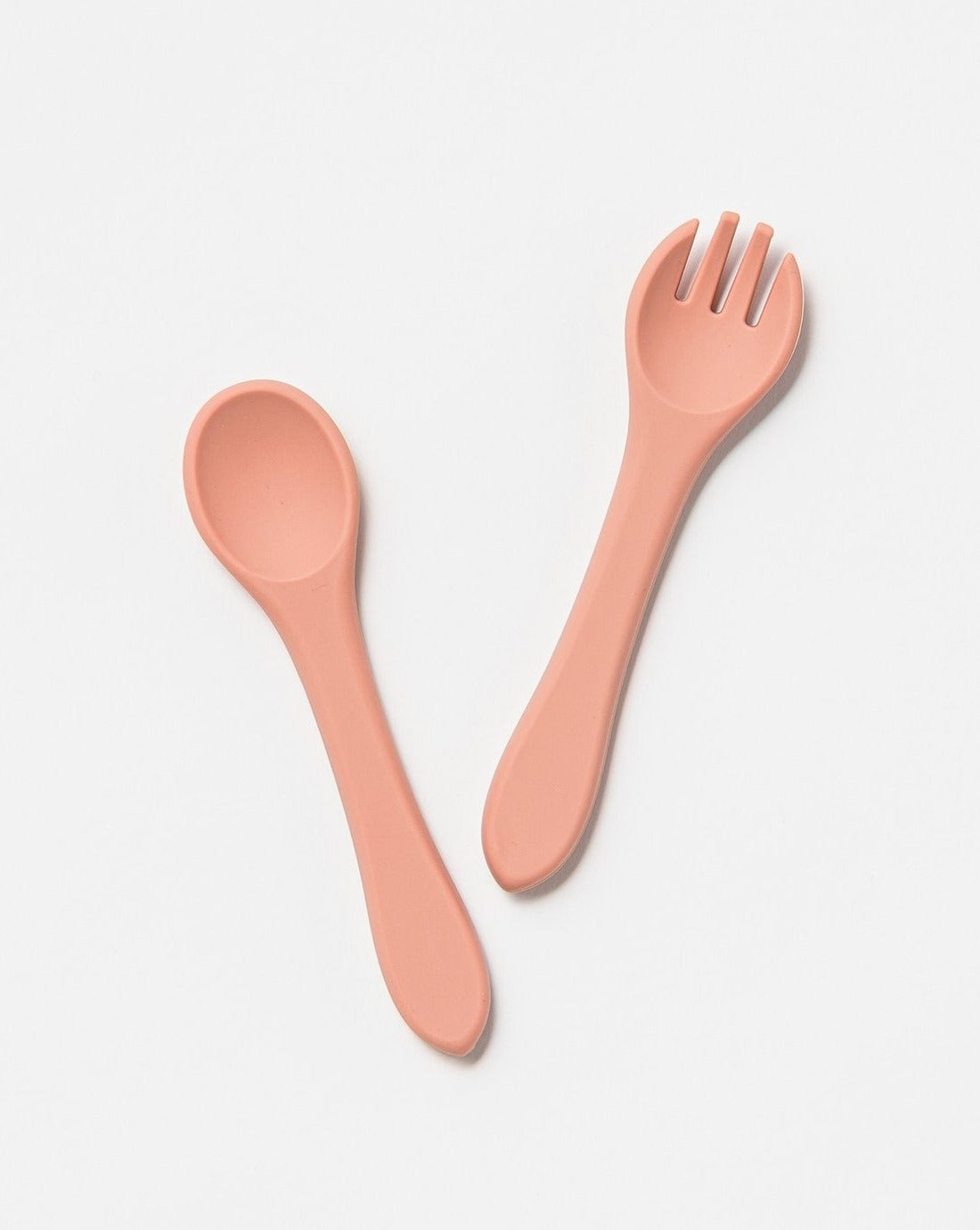 Over The Dandelions Silicone Fork &amp; Spoon Set - Dixie Pink