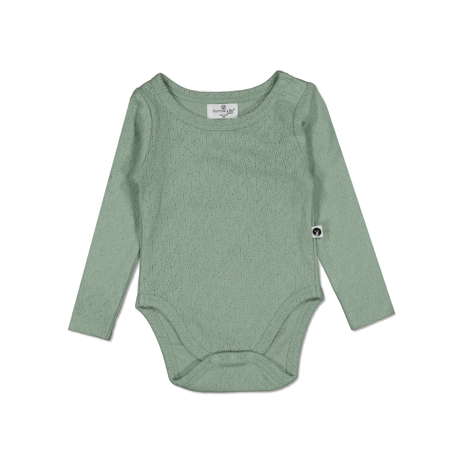 Burrow & Be Pointelle Long Sleeve Bodysuit - River Stone