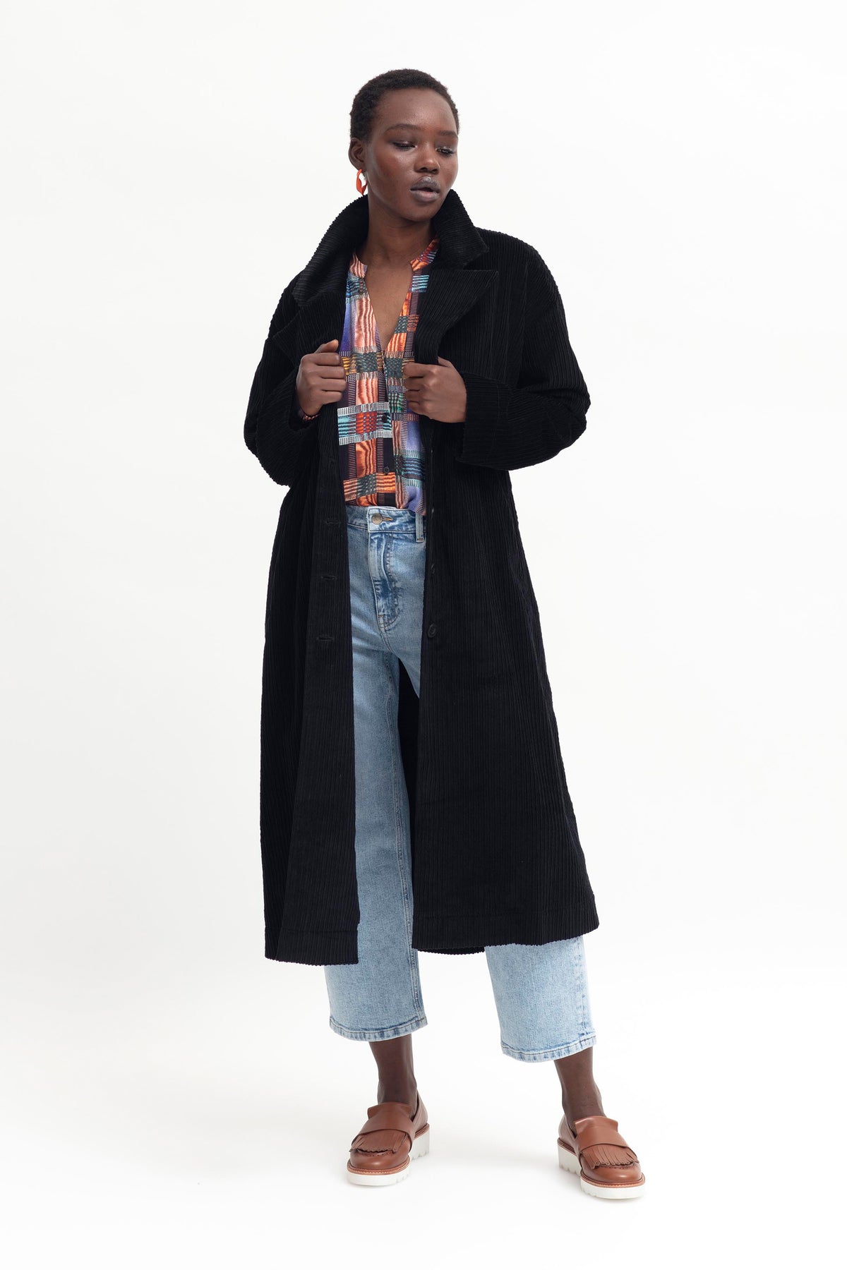 Black longline duster outlet jacket