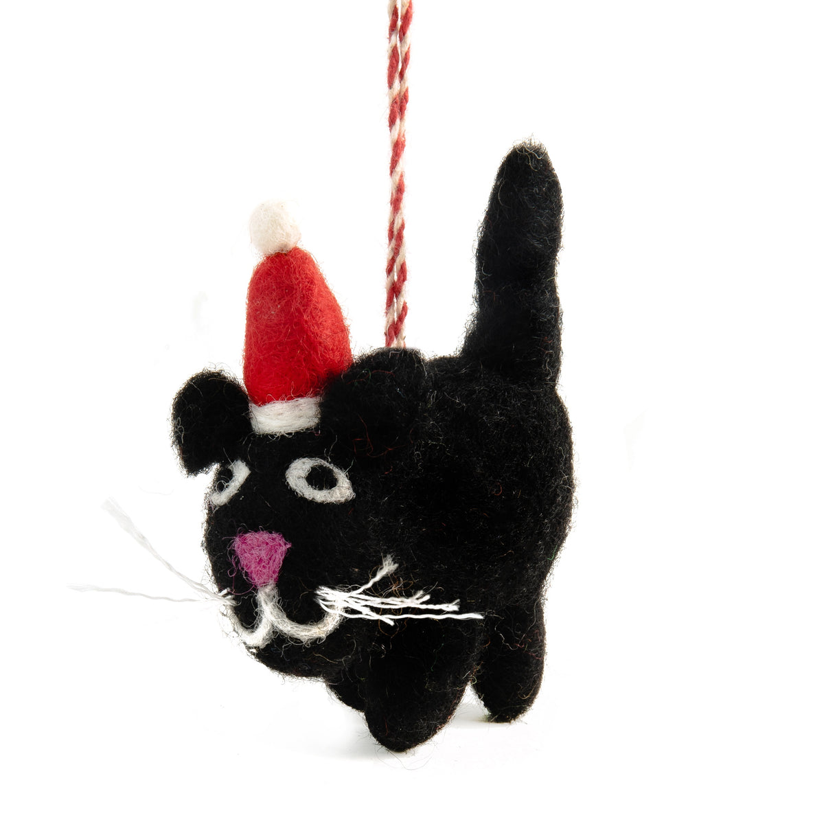 Nepalese Felted Xmas Decoration - Blackie Cat