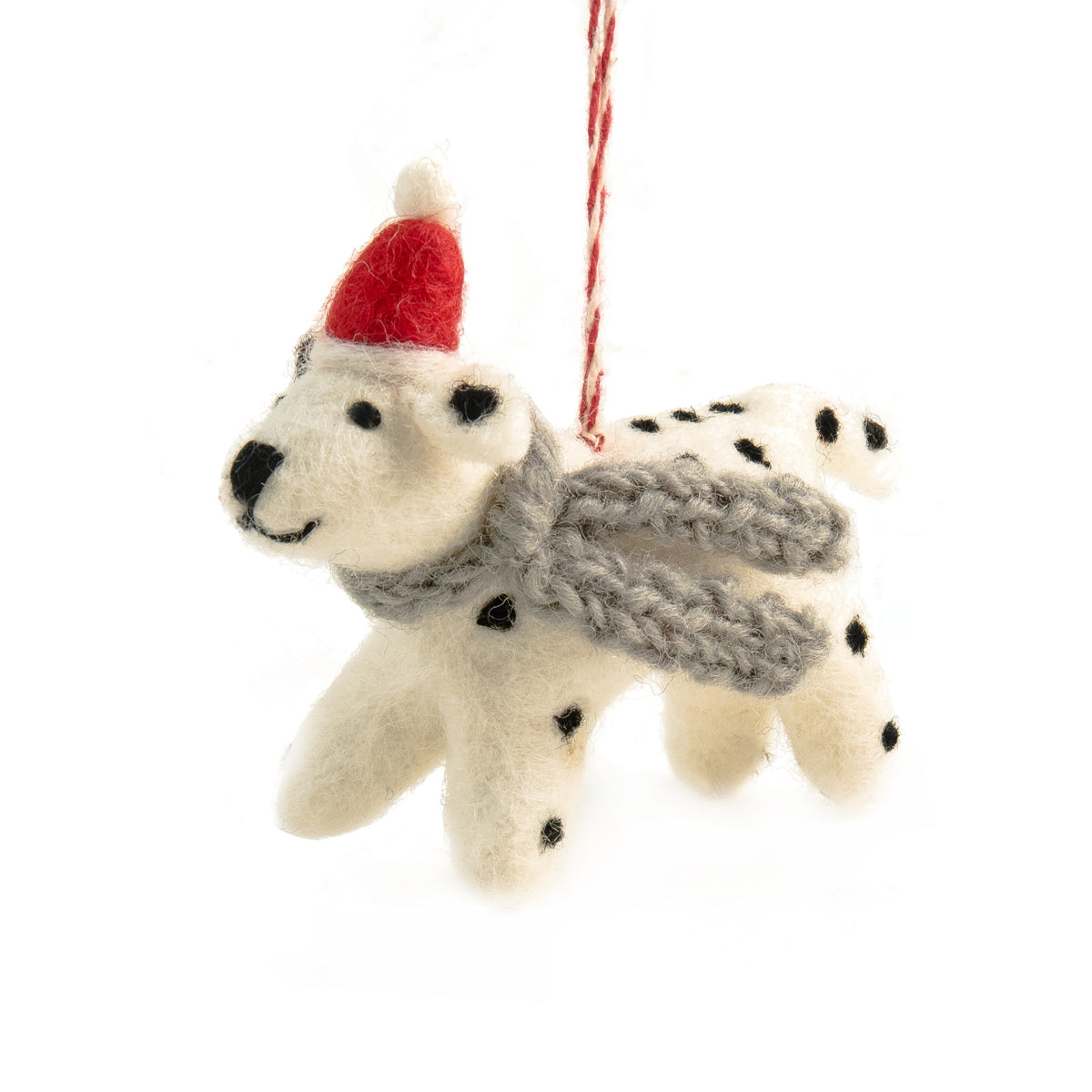 Nepalese Felted Xmas Decoration - Spot Dog