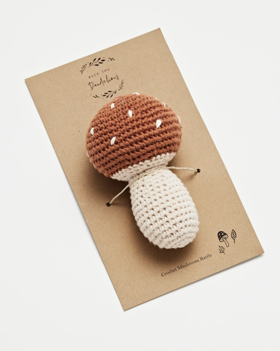 Over The Dandelions Crochet Mushroom Rattle