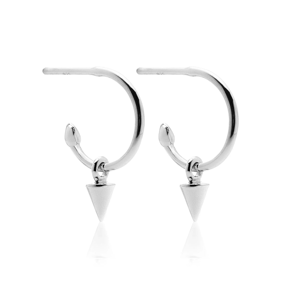 Silk &amp; Steel Superfine Mini Spike Hoops - Silver