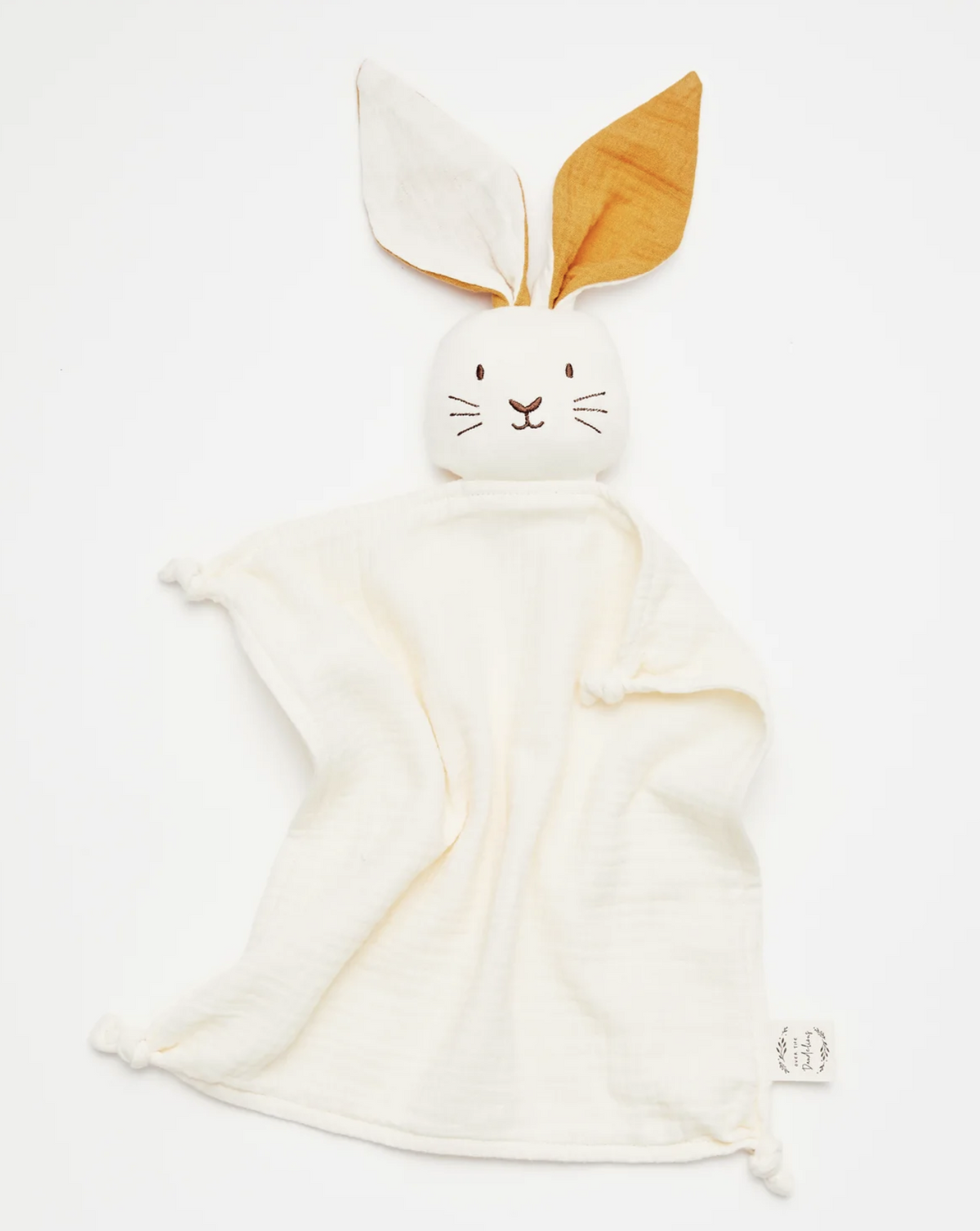 Over The Dandelions Bunny Lovey Comforter - MIlk with Saffron Ears