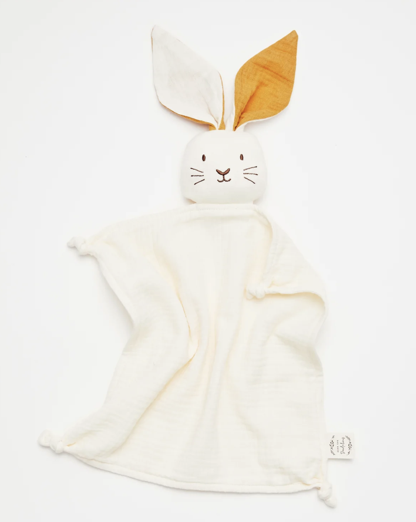 Over The Dandelions Bunny Lovey Comforter - MIlk with Saffron Ears