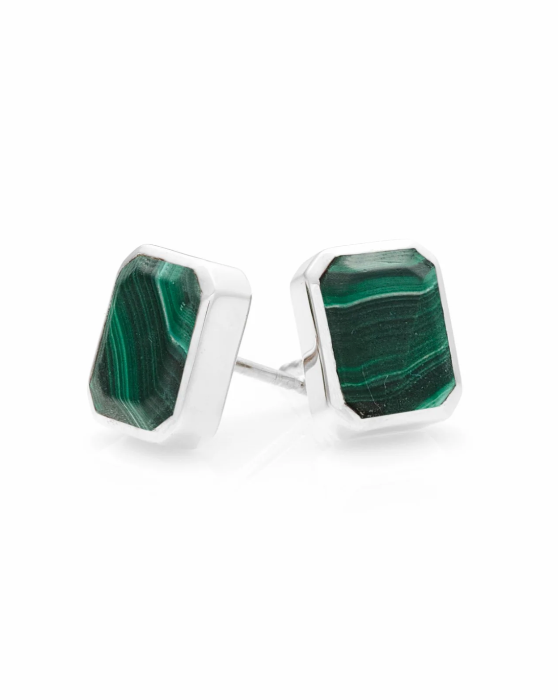 Silk &amp; Steel Athena Studs - Green Malachite/Silver