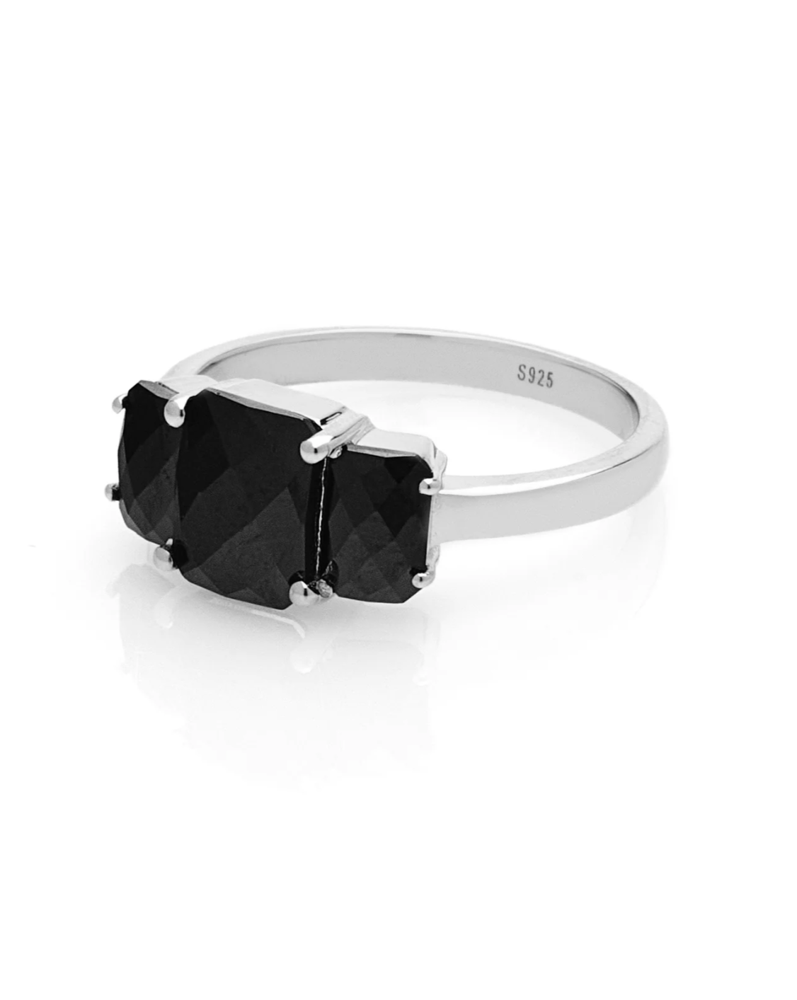 Silk &amp; Steel Reverie Ring - Black Spinel/Silver