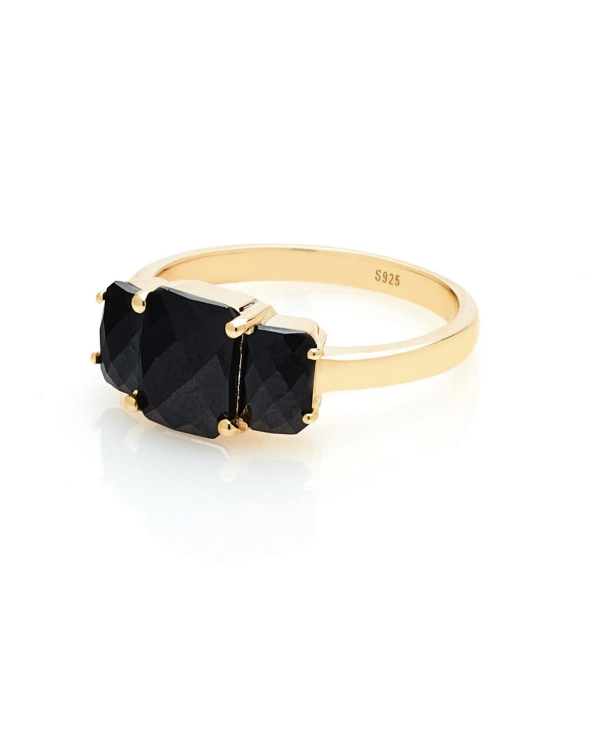 Silk &amp; Steel Reverie Ring - Black Spinel/Gold