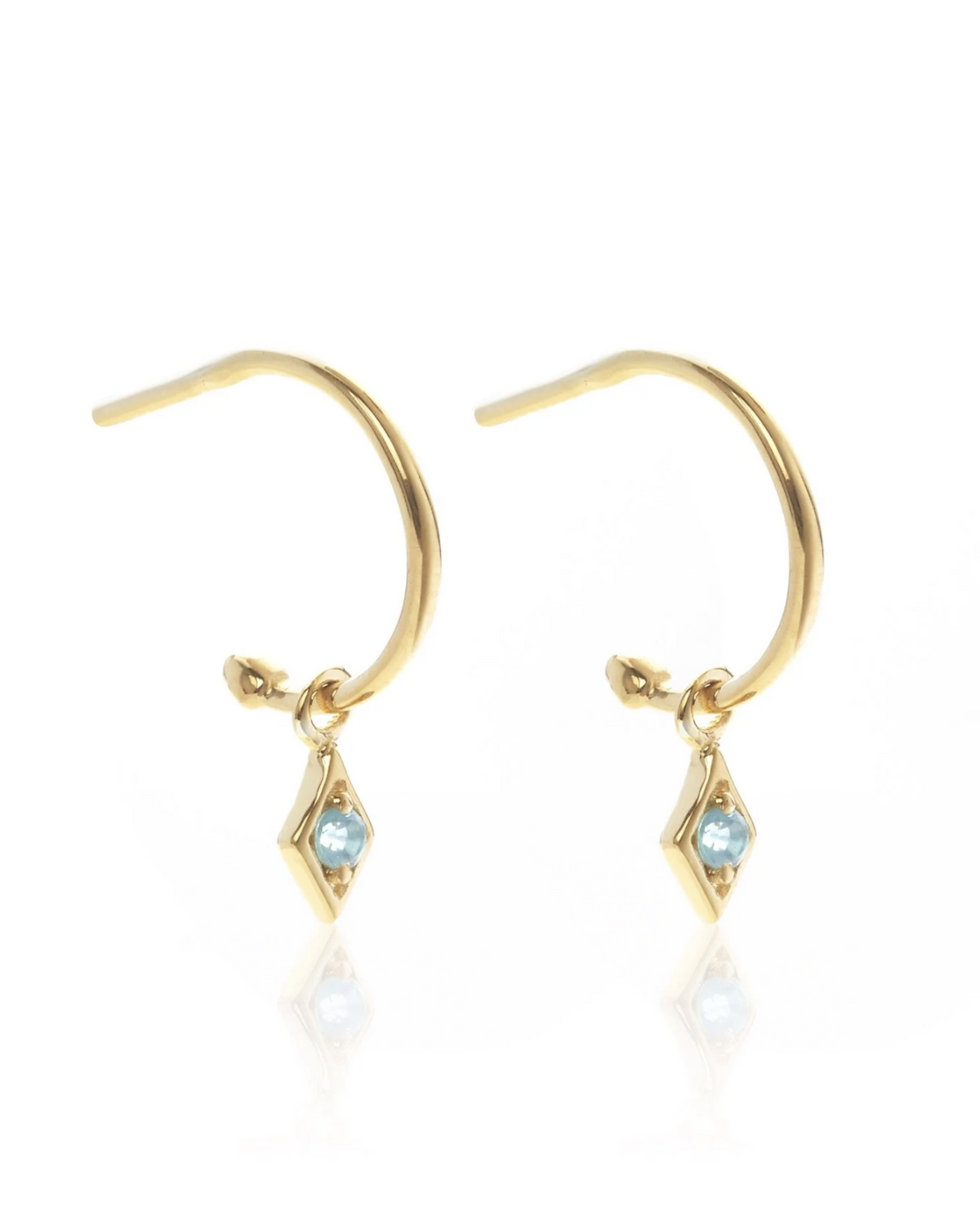 Silk &amp; Steel Keepsake Hoops - Gold/Blue Topaz