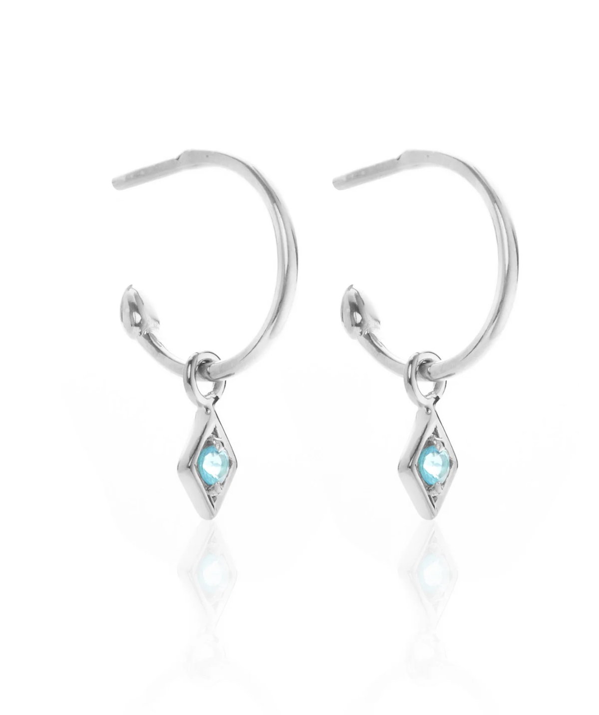 Silk &amp; Steel Superfine Keepsake Hoops - Blue Topaz/Silver