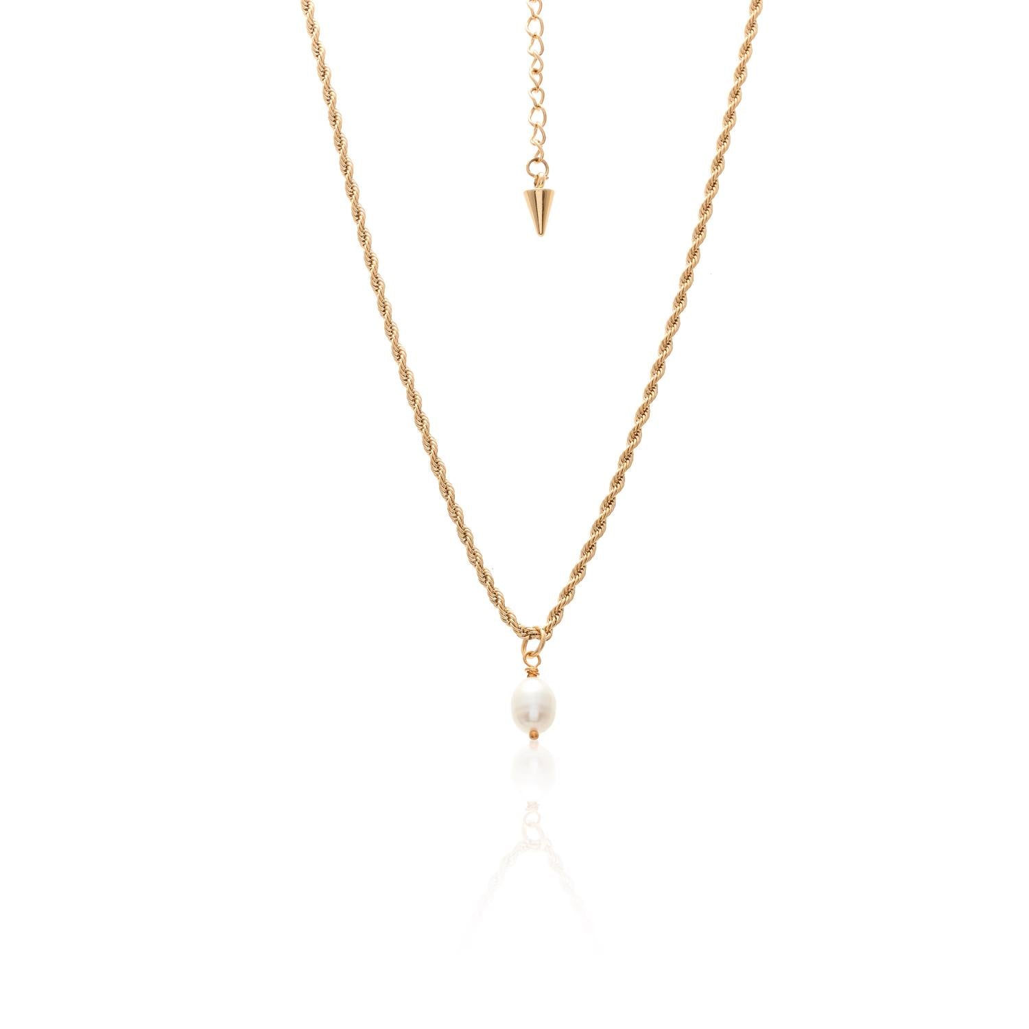 Silk & Steel Tresor Necklace - Pearl/Gold
