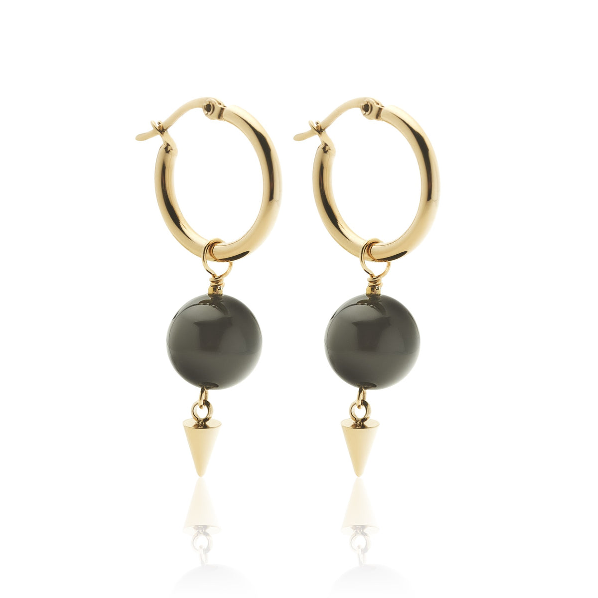 Silk &amp; Steel Aurora Earrings -Black Onyx/Gold