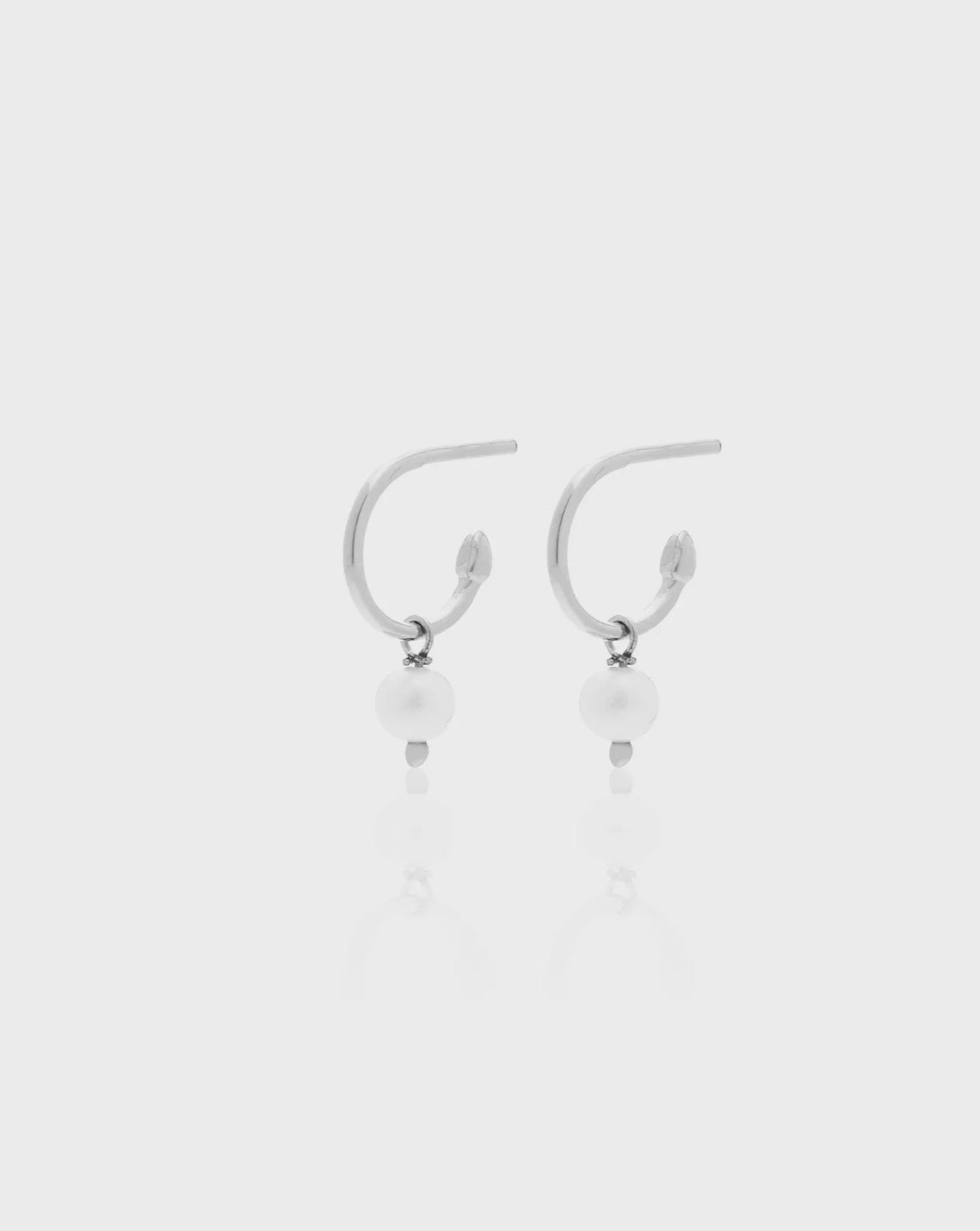 Silk & Steel Superfine Mini Pearl Hoops - Silver