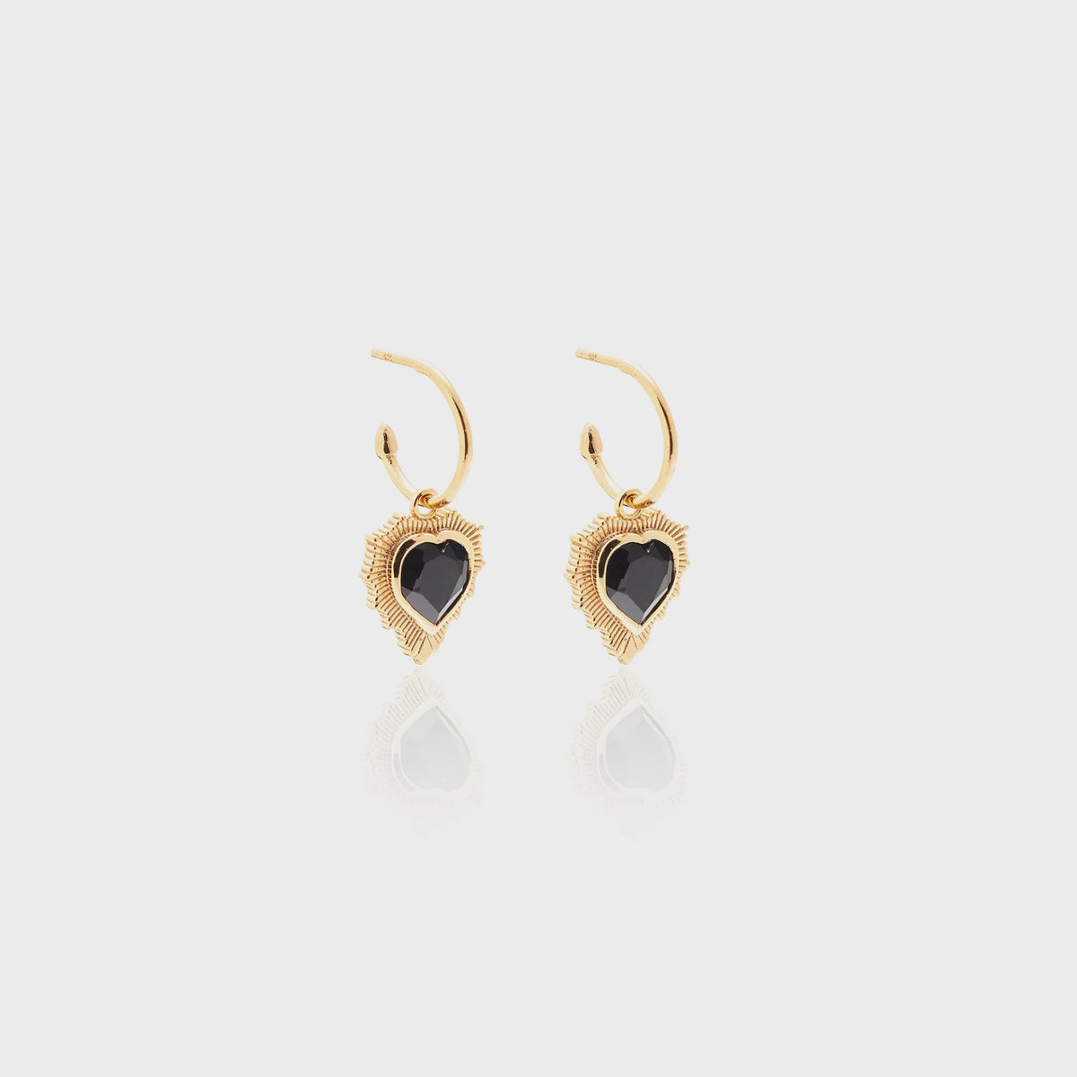 Silk &amp; Steel Amour Hoops - Black Spinel/Gold