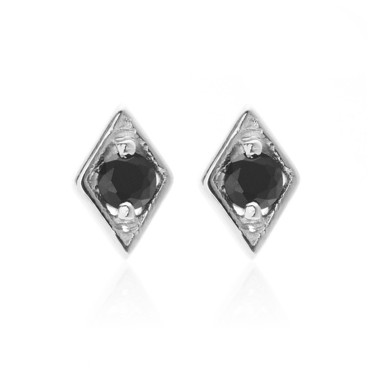 Silk &amp; Steel Superfine Keepsake Stud - Black Spinel/Silver