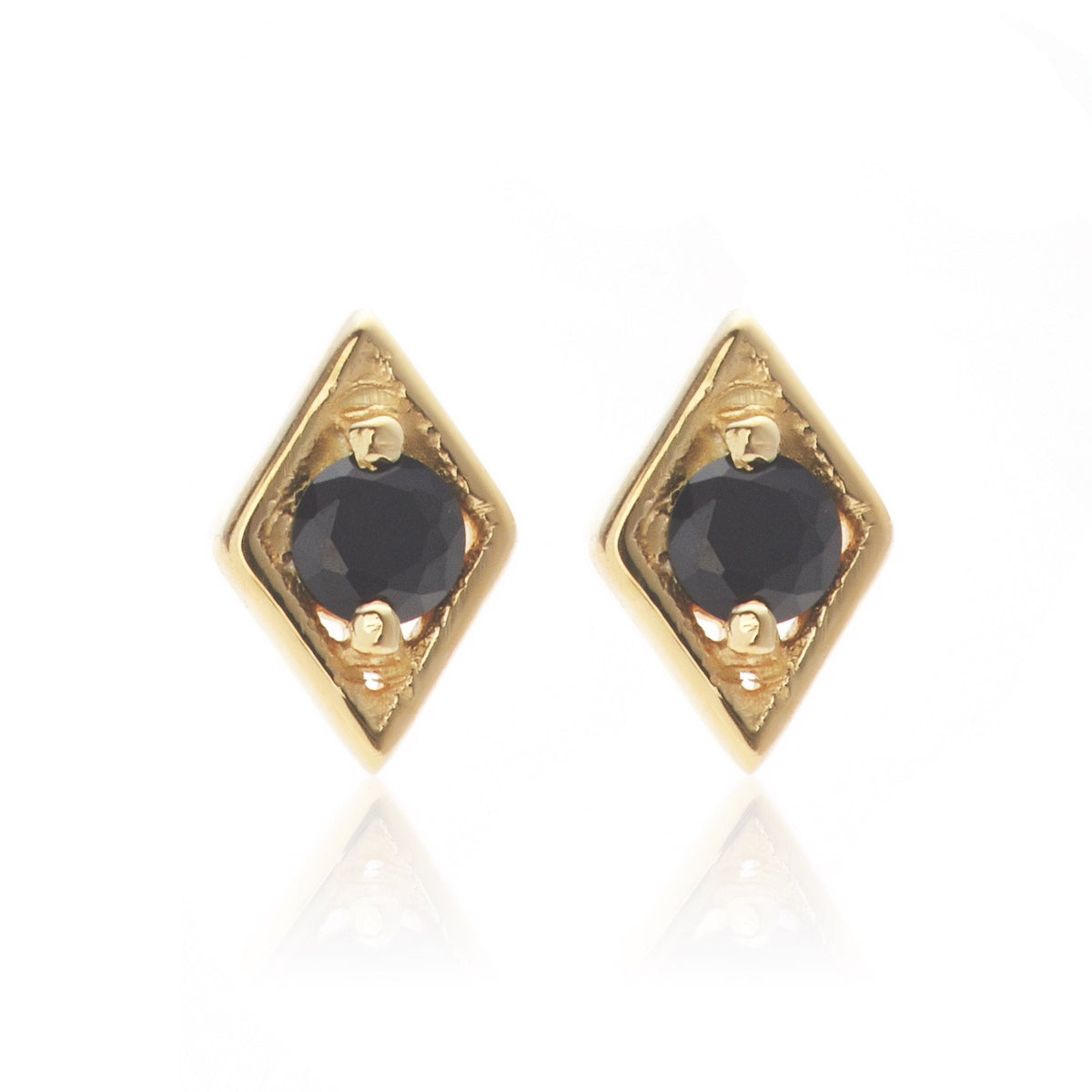 Silk &amp; Steel Superfine Keepsake Stud - Black Spinel/Gold