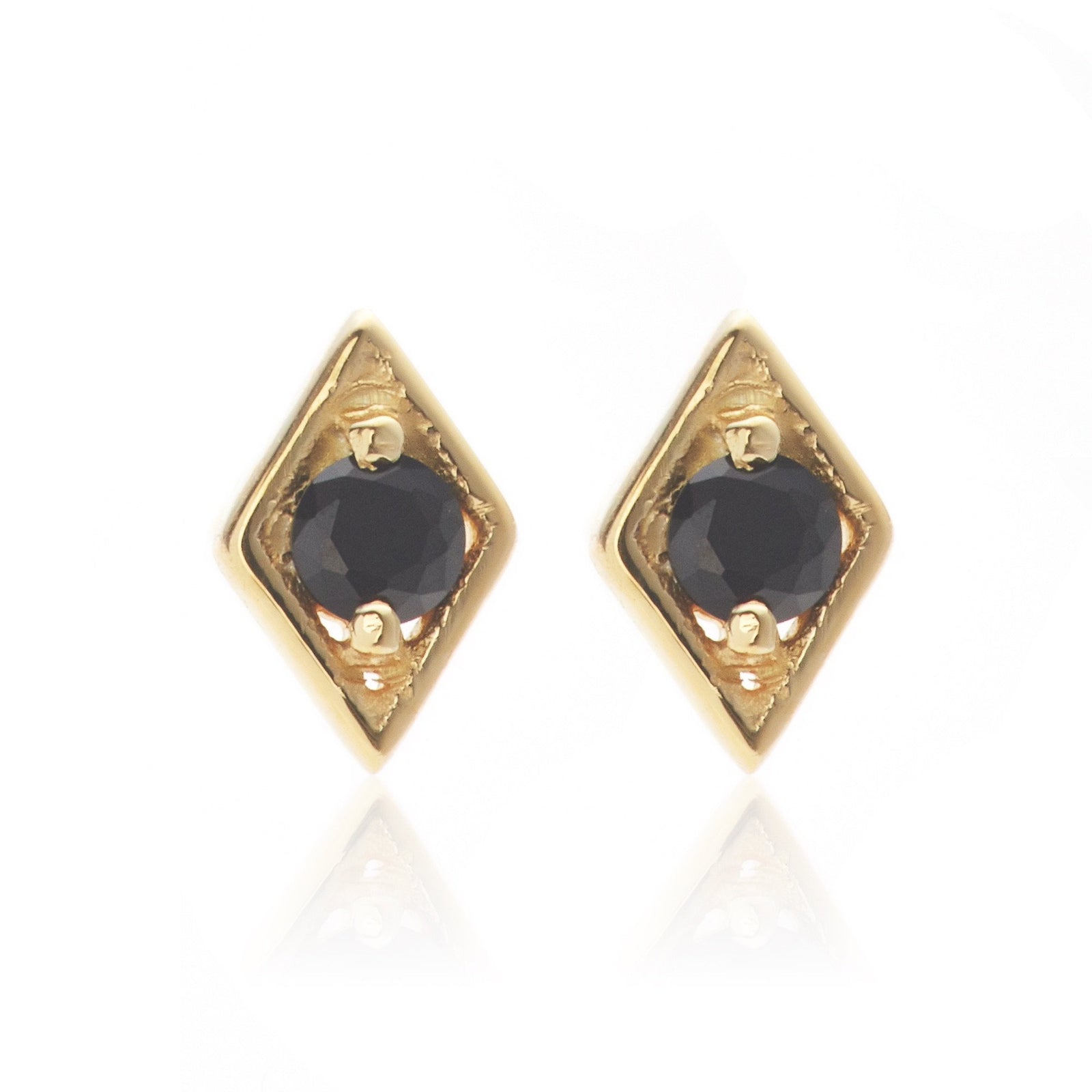 Silk & Steel Superfine Keepsake Stud - Black Spinel/Gold