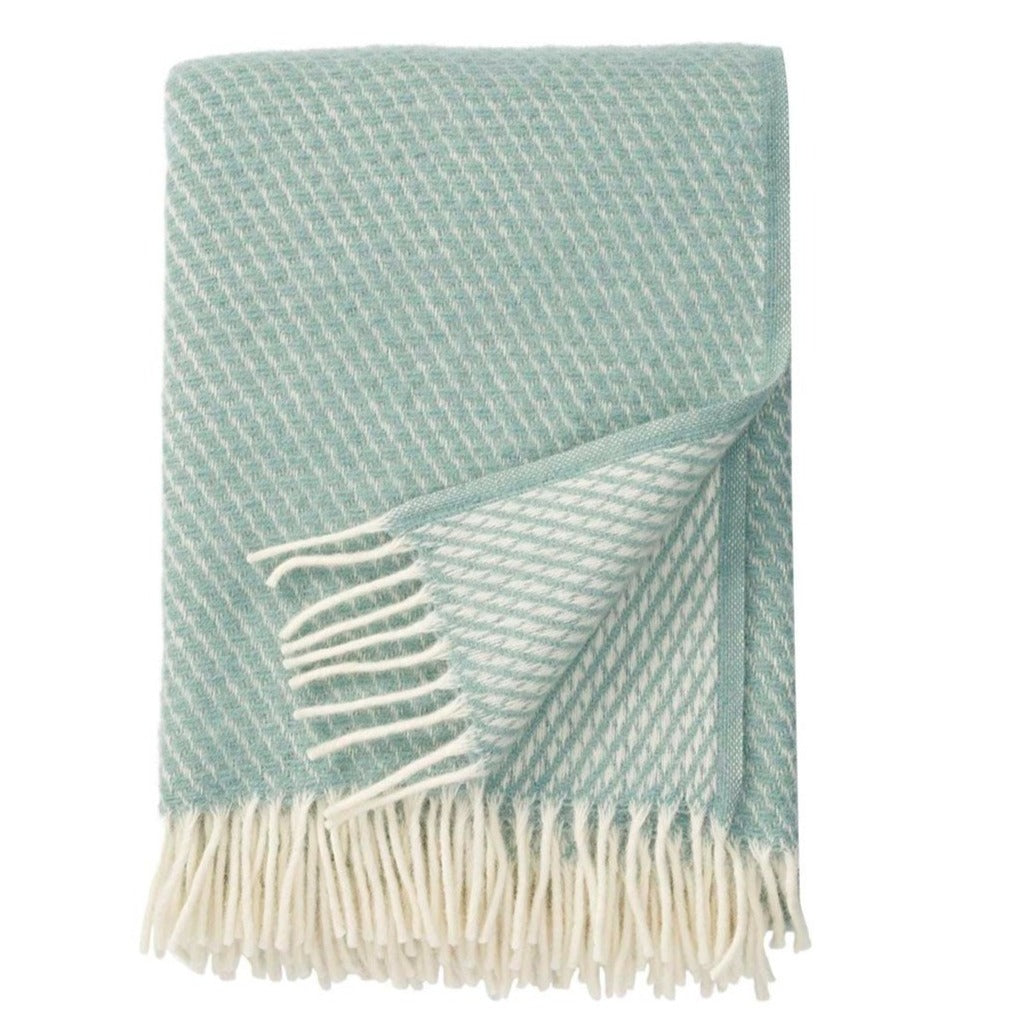 Klippan Velvet Lattice Wool Blanket - Duck Egg Blue