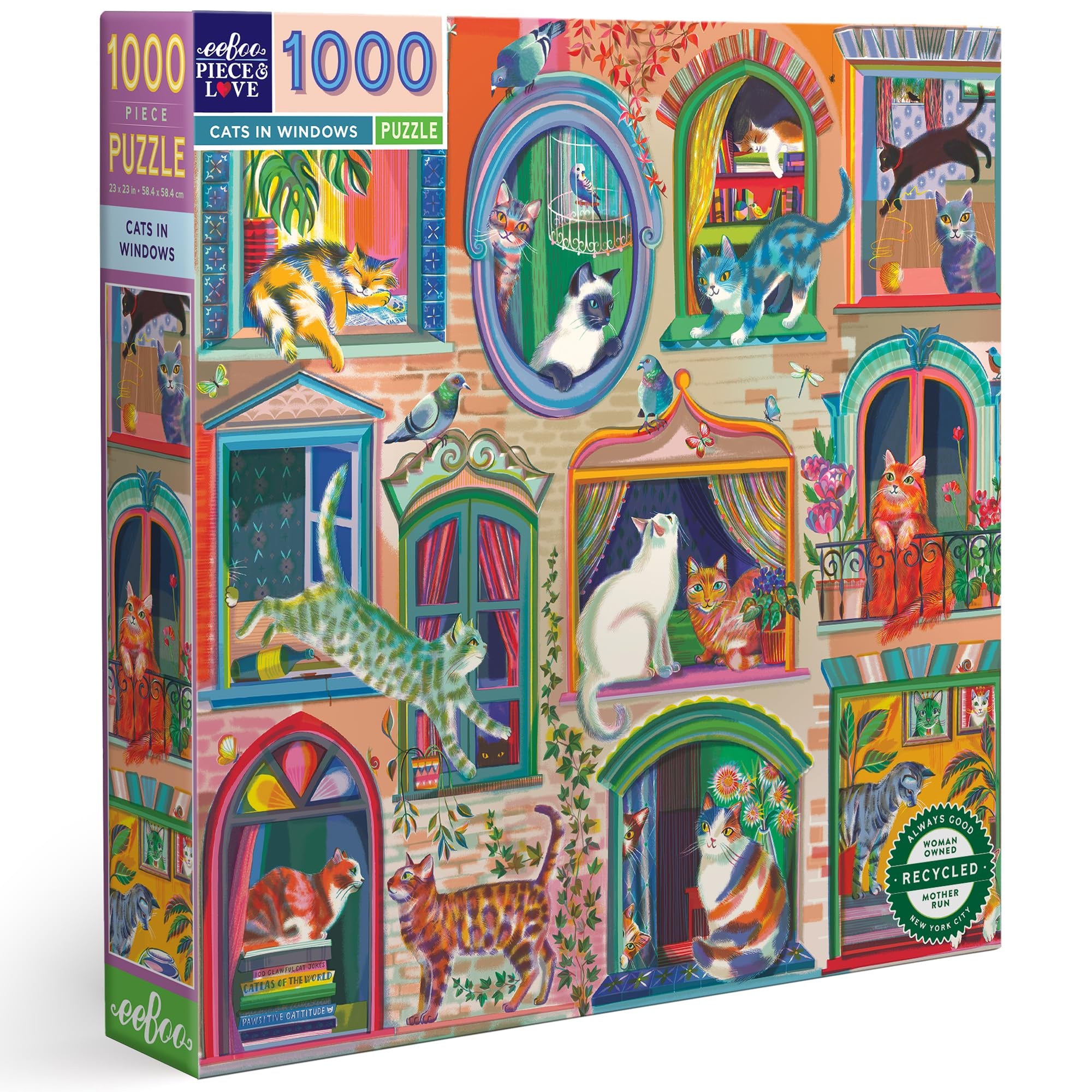 Eeboo Cats in Window Square Puzzle - 1000pc